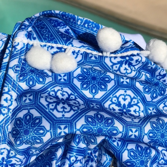 ✨Blue & White Patterned Bikini W/ Pom Pom Detail✨ - Picture 5 of 5
